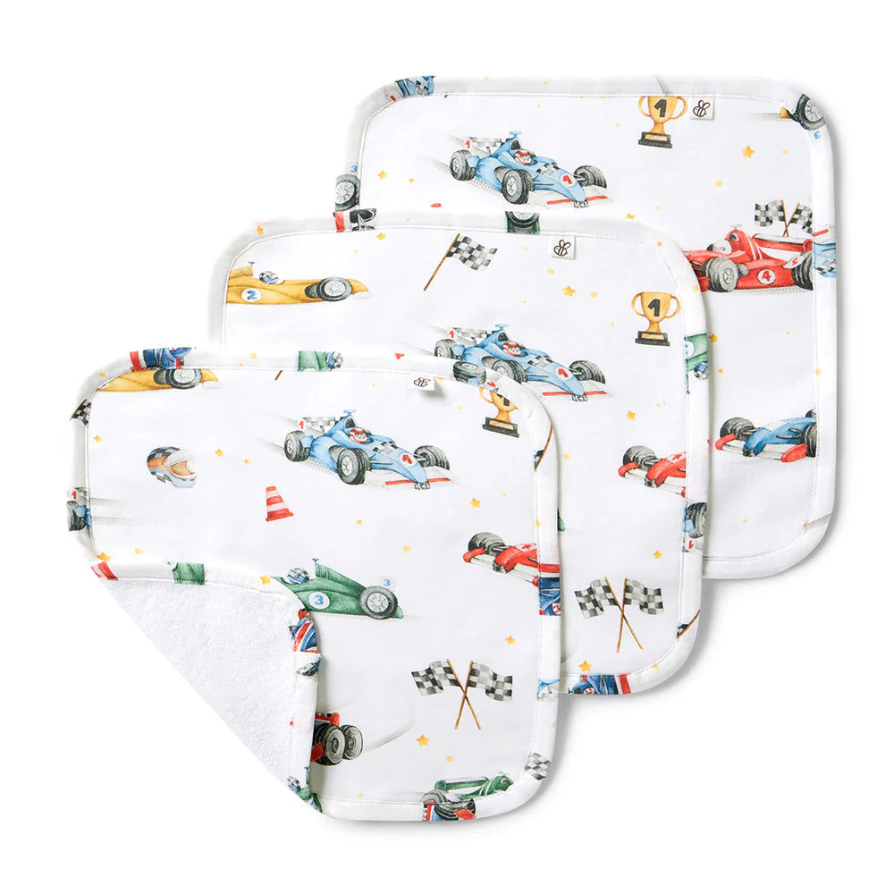 Snuggle Hunny Little Racers Wash Cloths 3 Pack