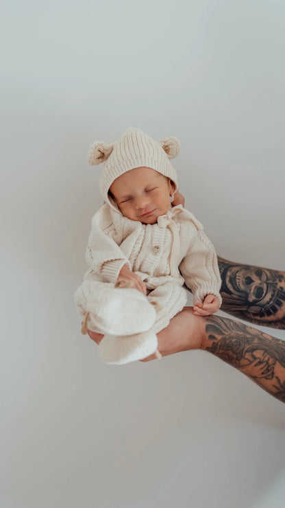 Ziggy Lou Classic Knit Romper Biscotti Fleck