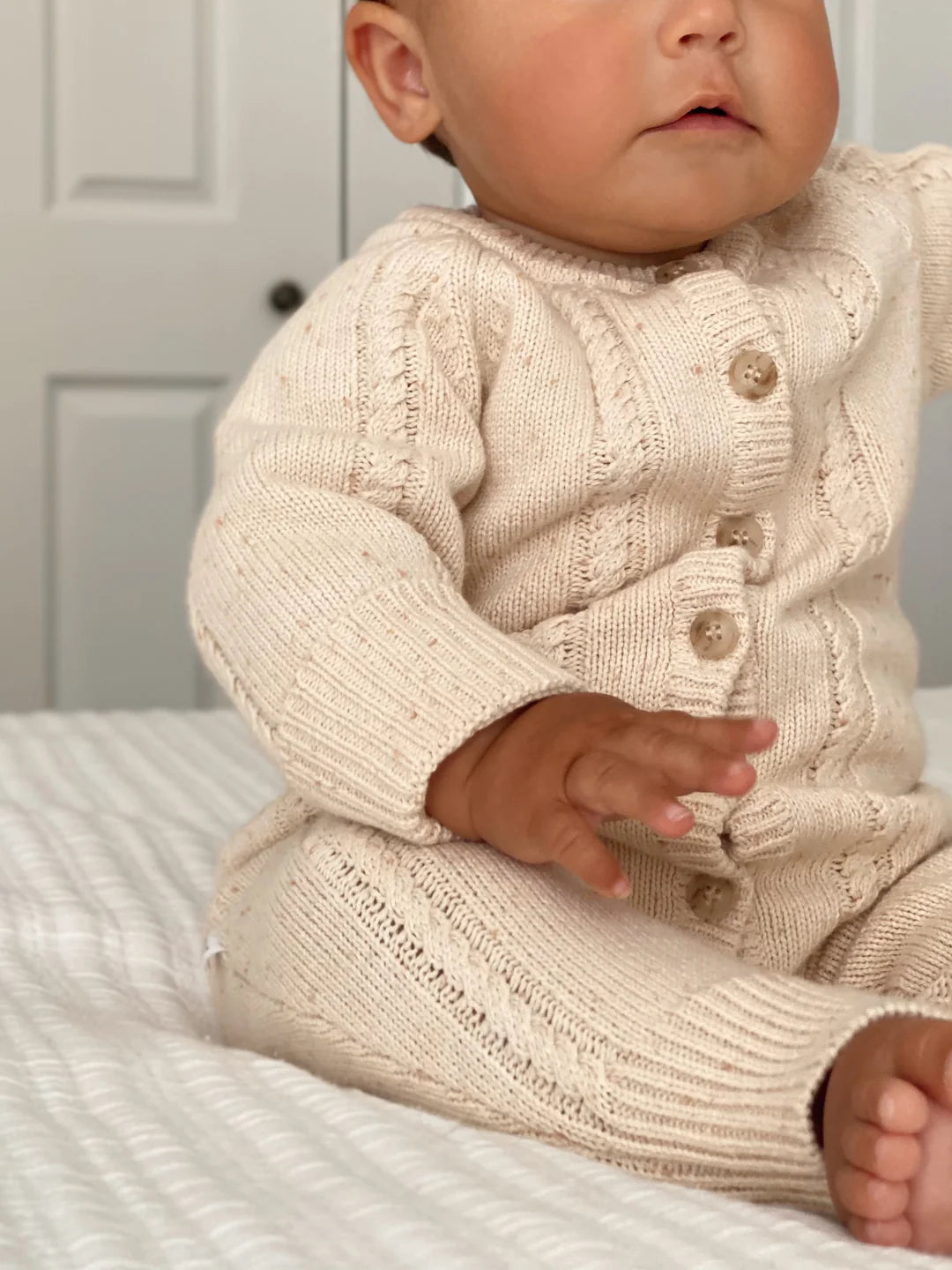 Ziggy Lou Classic Knit Romper Biscotti Fleck