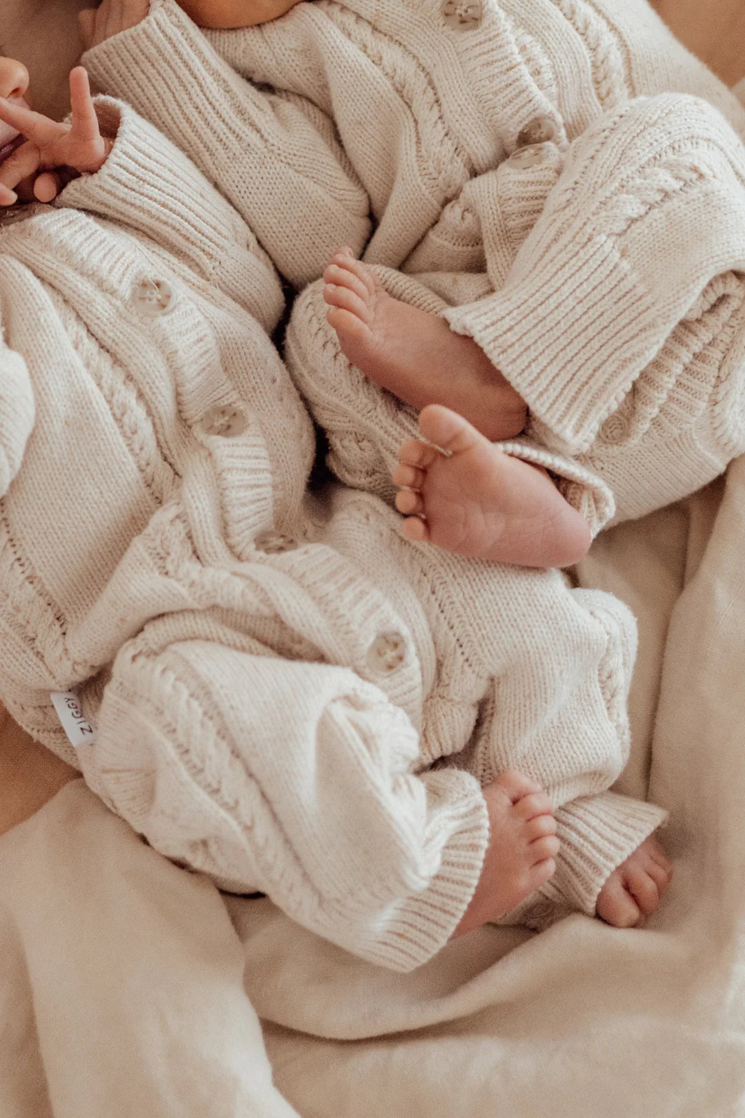 Ziggy Lou Classic Knit Romper Biscotti Fleck