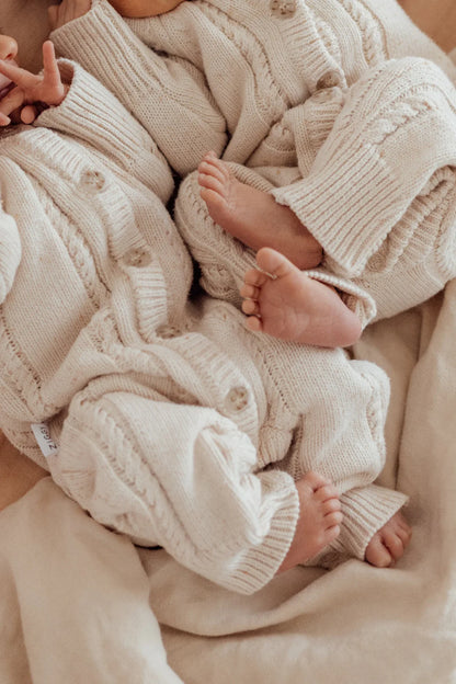 Ziggy Lou Classic Knit Romper Biscotti Fleck