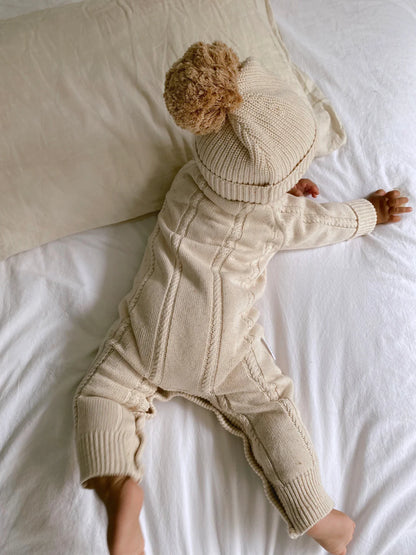 Ziggy Lou Classic Knit Romper Biscotti Fleck