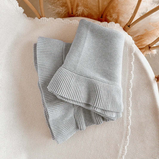 Blossom & Pear Heirloom Poppy Frill Knit Blanket Powder Blue