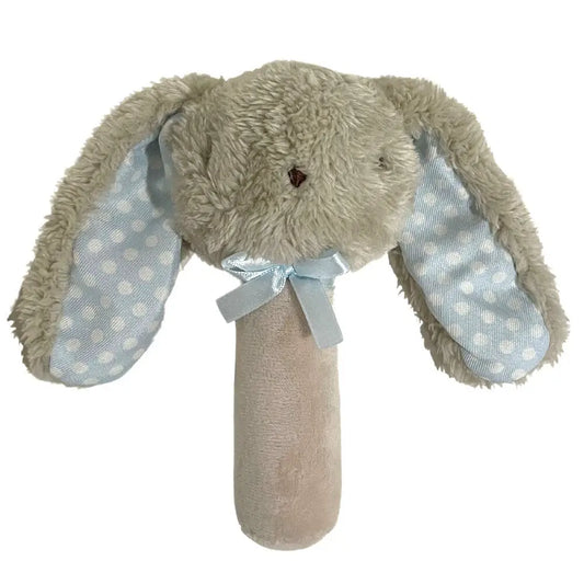 ES Kids Fluffy Bunny Stick Rattle Beige/Blue