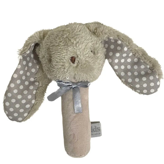 ES Kids Fluffy Bunny Stick Rattle Beige/Grey