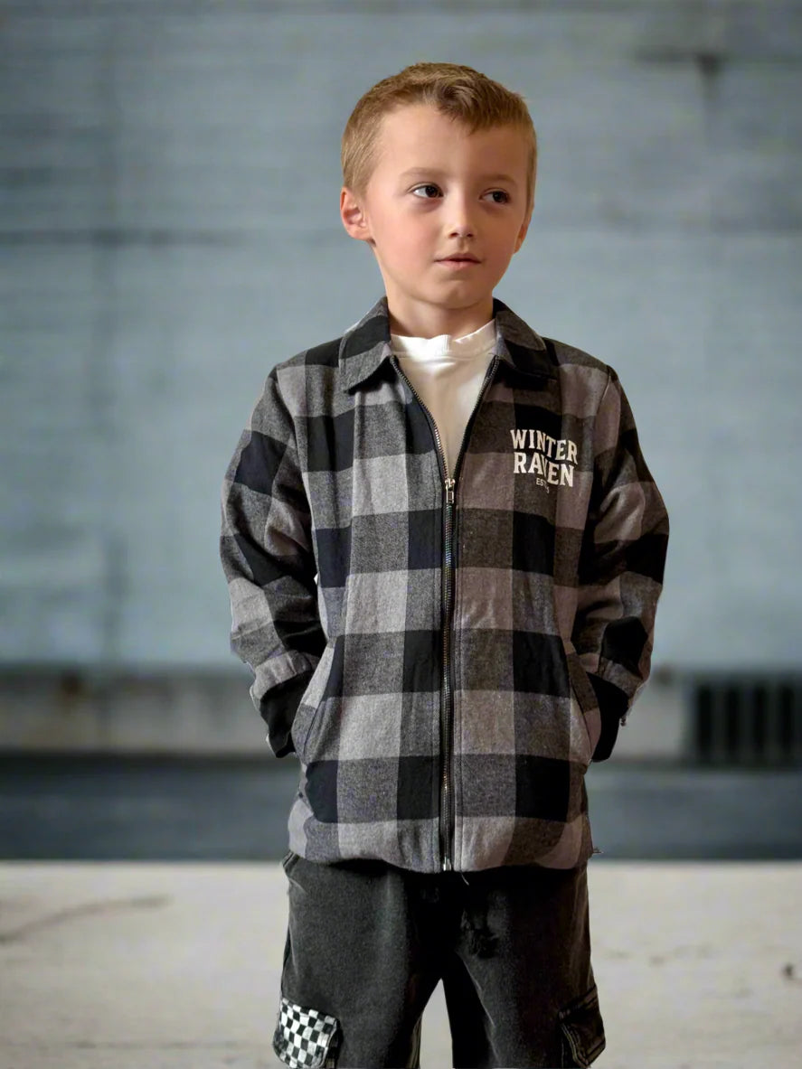 Winter + Raven Mono Check Shirt Jacket