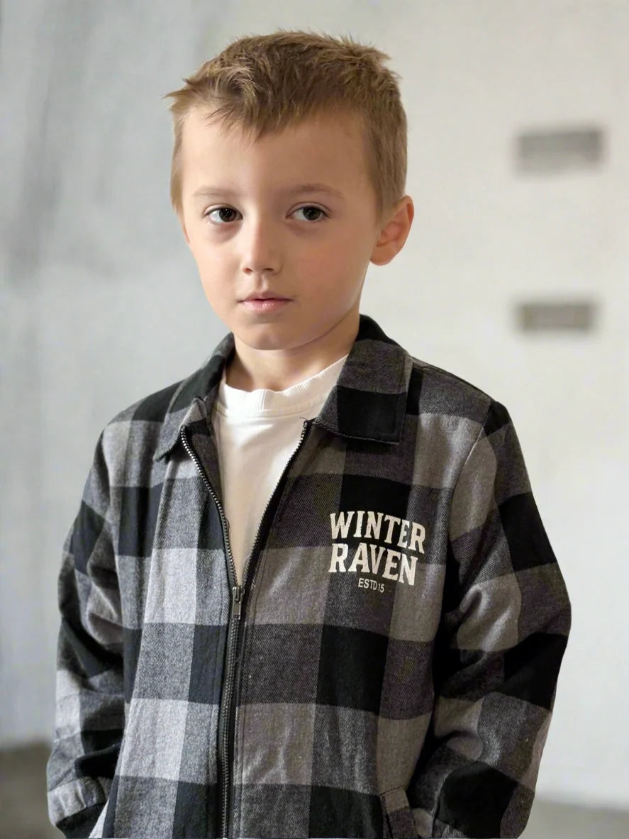 Winter + Raven Mono Check Shirt Jacket