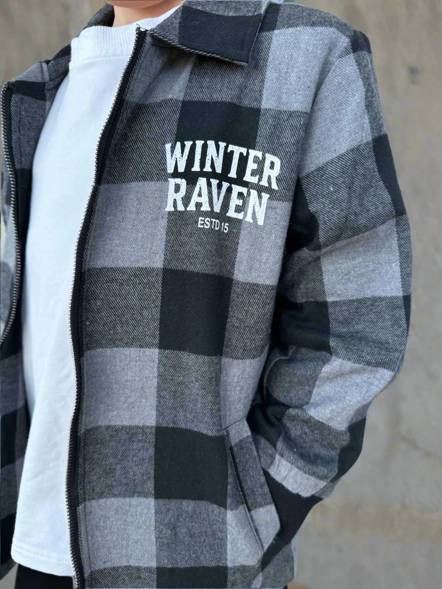 Winter + Raven Mono Check Shirt Jacket