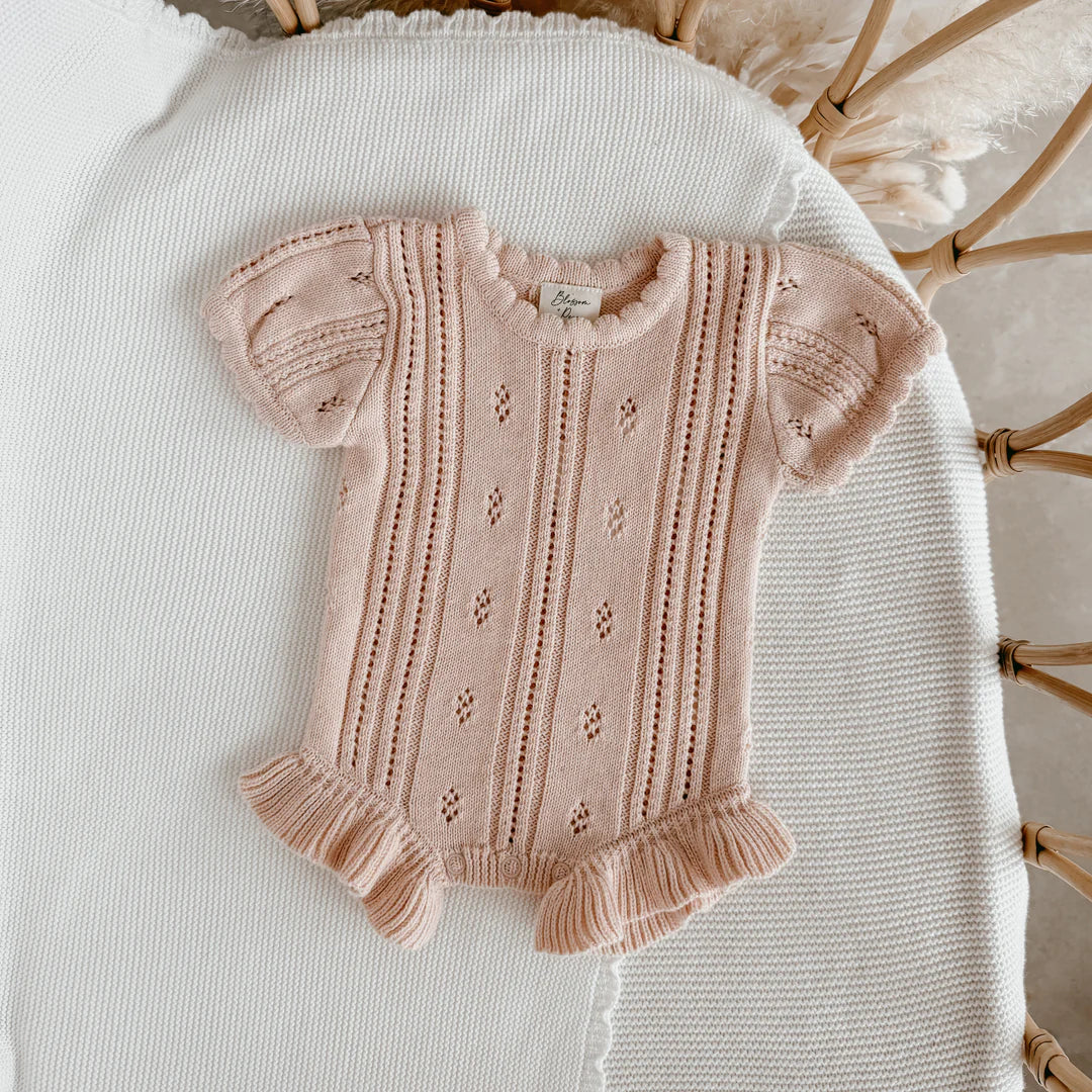 Blossom & Pear Margot Knit Romper Pink Lemonade