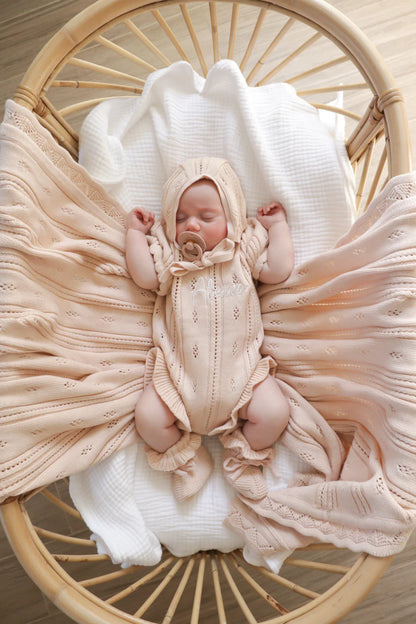 Blossom & Pear Margot Knit Romper Pink Lemonade