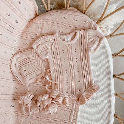 Blossom & Pear Margot Knit Romper Pink Lemonade