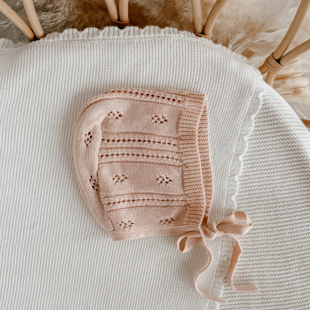 Blossom & Pear Margot Knit Bonnet Pink Lemonade