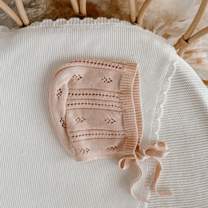 Blossom & Pear Margot Knit Bonnet Pink Lemonade
