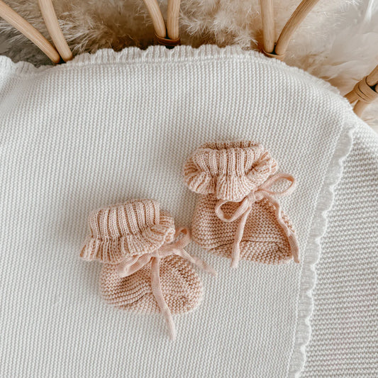 Blossom & Pear Frill Knit Booties Pink Lemonade
