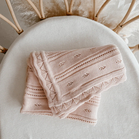Blossom & Pear Margot Heirloom Knit Blanket Pink Lemonade
