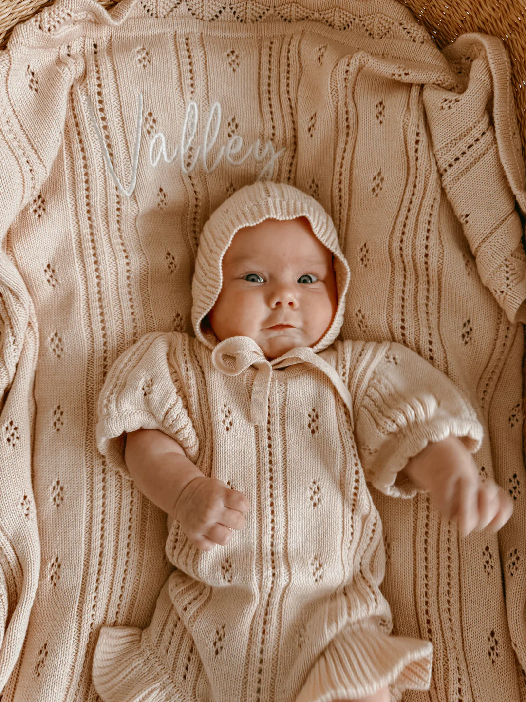 Blossom & Pear Margot Heirloom Knit Blanket Pink Lemonade