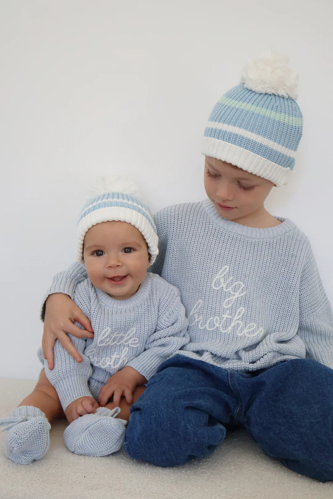 Blossom & Pear 'Little Brother' Long Sleeve Knit Romper Powder Blue