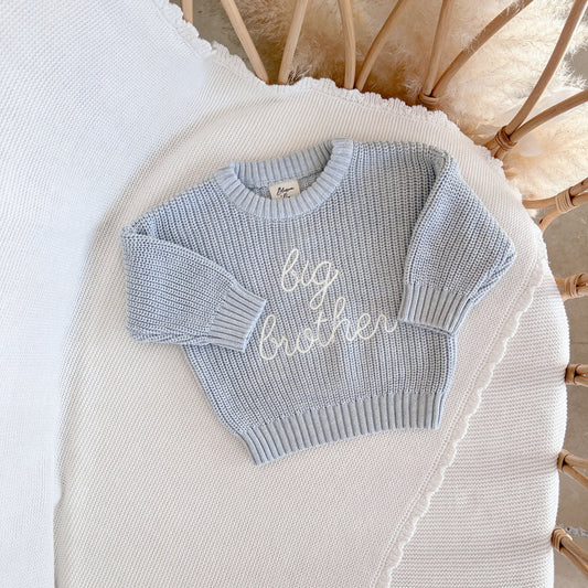 Blossom & Pear 'Big Brother' Mini Knit Sweater Powder Blue