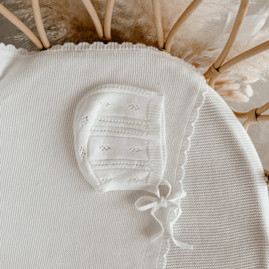 Blossom & Pear Margot Knit Bonnet Milk