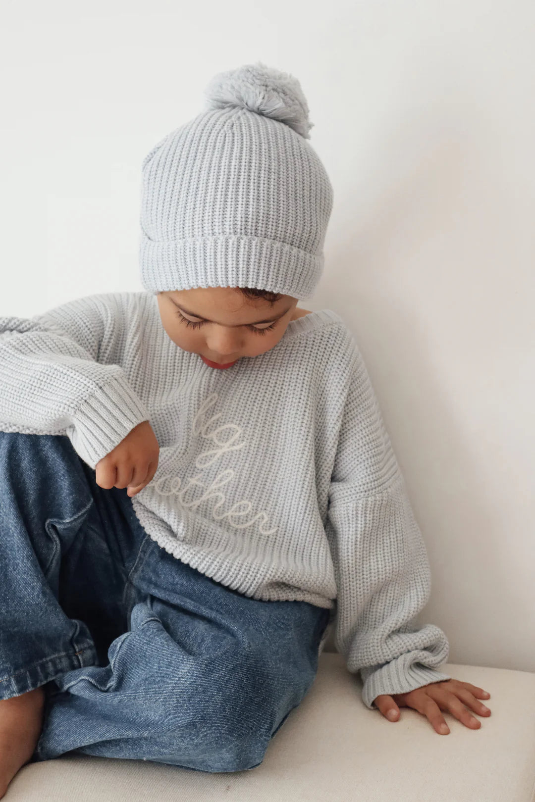 Blossom & Pear 'Big Brother' Mini Knit Sweater Powder Blue