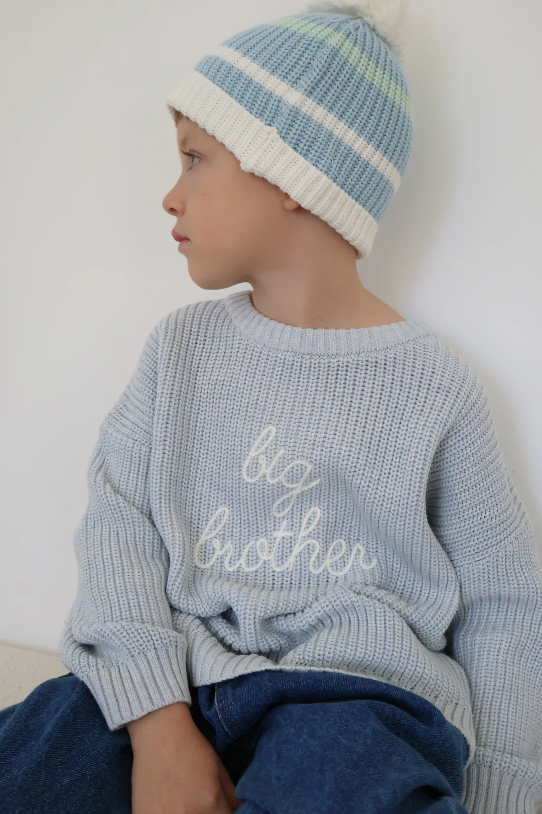 Blossom & Pear 'Big Brother' Mini Knit Sweater Powder Blue