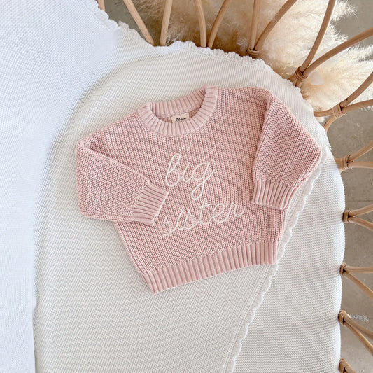Blossom & Pear 'Big Sister' Mini Knit Sweater Pink Lemonade