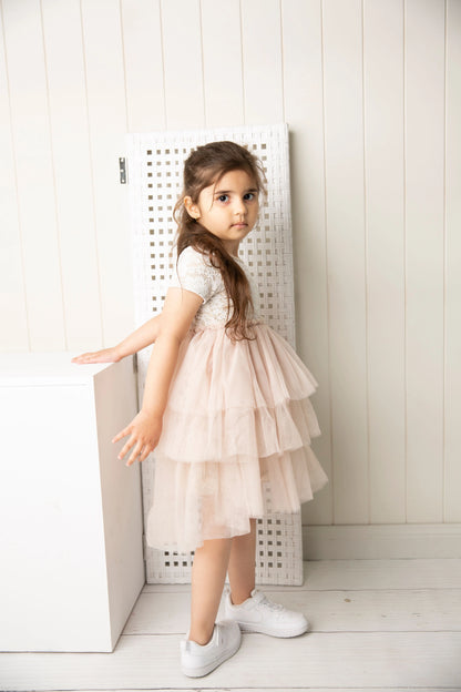 Cracked Soda Zaria Lace Tutu Dress Beige