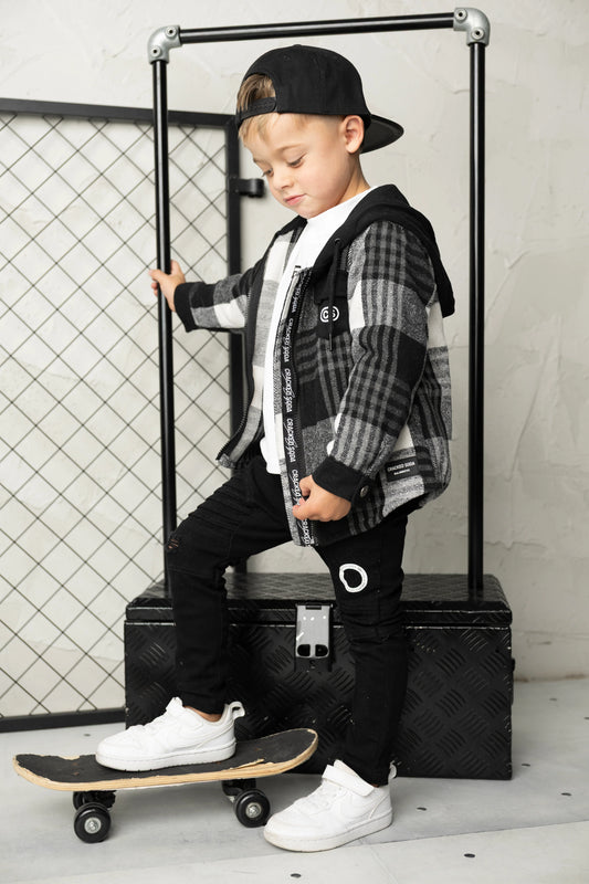 Cracked Soda Cracked Soda Noah Hooded Shirt Jacket Black