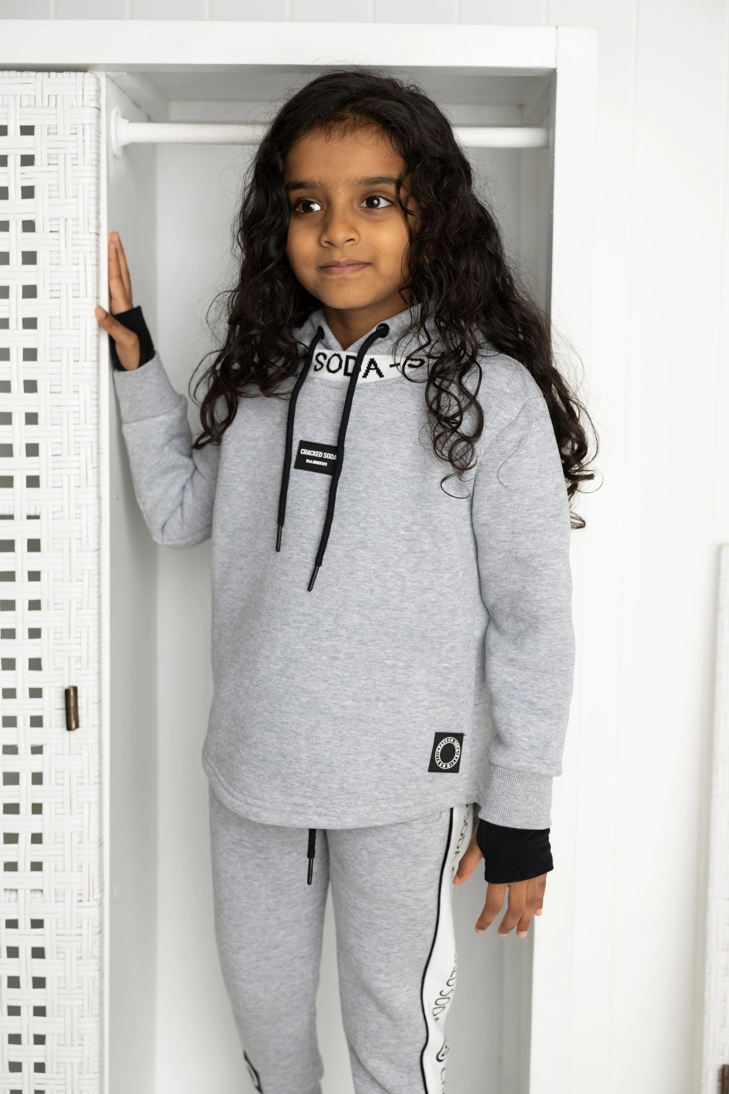 Cracked Soda Nova Detailed Hoodie Grey Marle