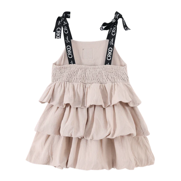 Cracked Soda Amanie Detailed Strap Dress Beige