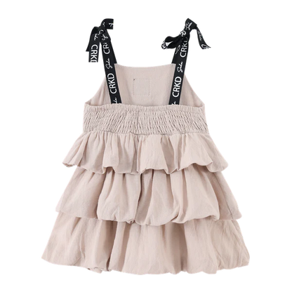 Cracked Soda Amanie Detailed Strap Dress Beige