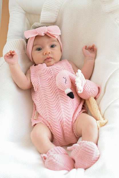 3 Little Crowns Wave Knit Bodysuit Pink