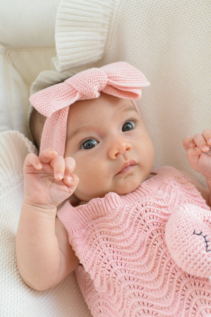 3 Little Crowns Textured Knit Topknot Pink