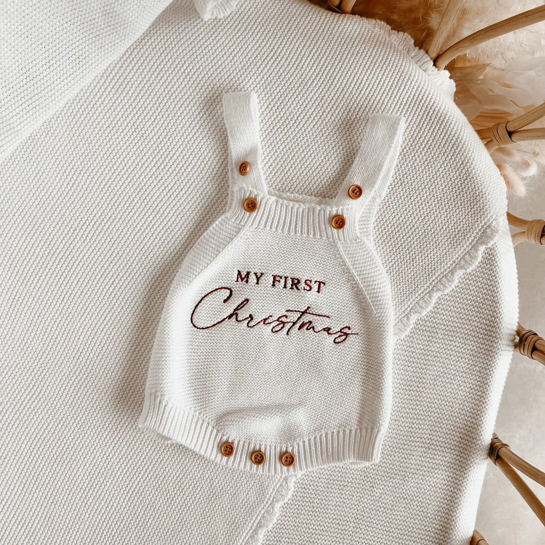 Blossom & Pear 'My First Christmas' Singlet Knit Romper