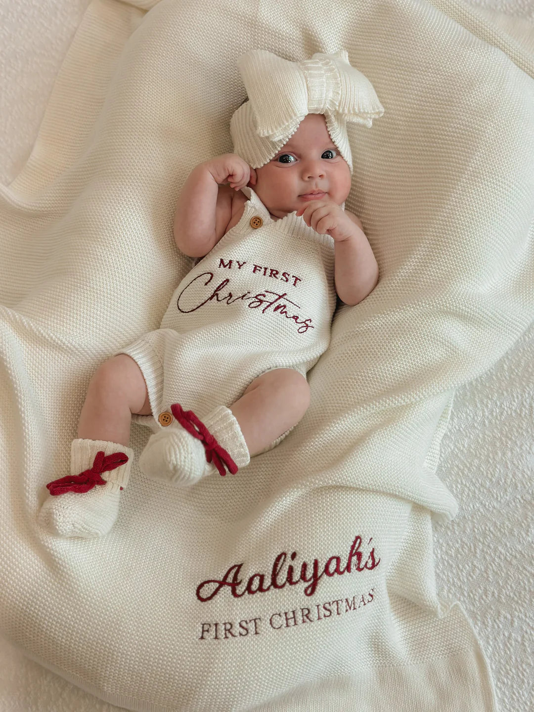 Blossom & Pear 'My First Christmas' Singlet Knit Romper