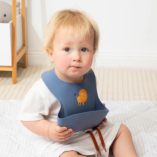 Living Textiles Silicone Bib Lion Blue
