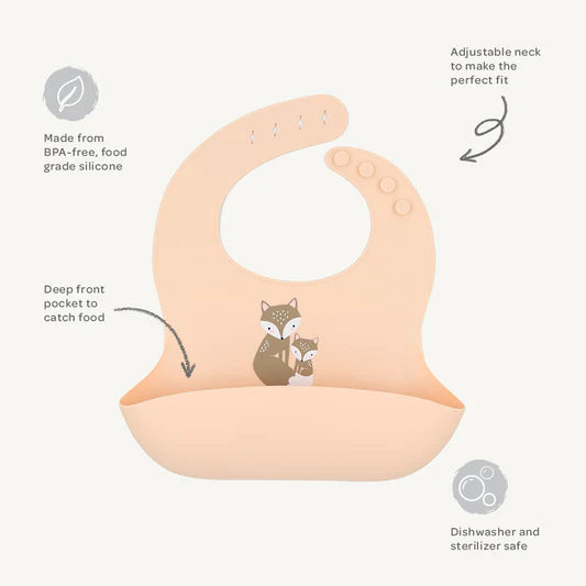Living Textiles Silicone Bib Fox Blush