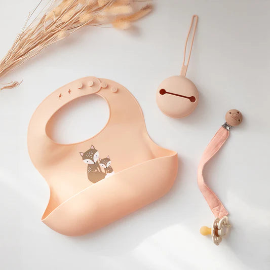 Living Textiles Silicone Bib Fox Blush