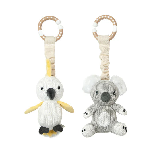 Living Textiles 2pk Stroller Toys Koala & Cockatoo