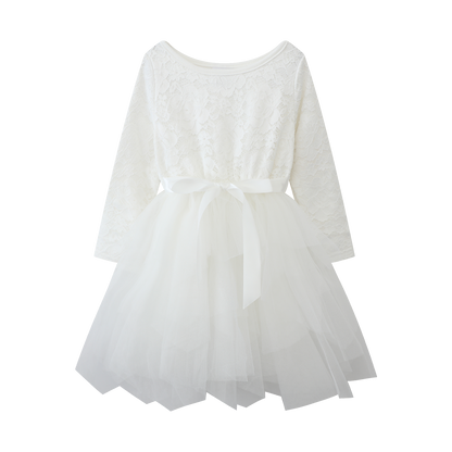 Cracked Soda Jade Lace Shredded Tutu Dress White