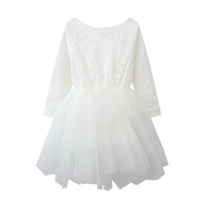 Cracked Soda Jade Lace Shredded Tutu Dress White