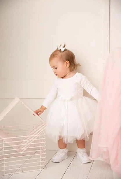 Cracked Soda Jade Lace Shredded Tutu Dress White