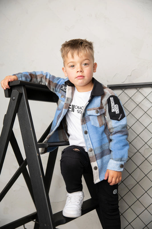 Cracked Soda Archie Shirt Jacket Navy Check