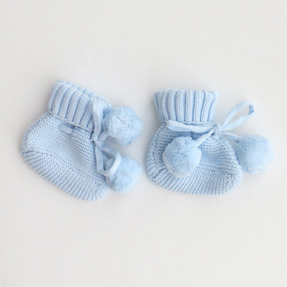 Thea With Love Knitted Booties Baby Blue