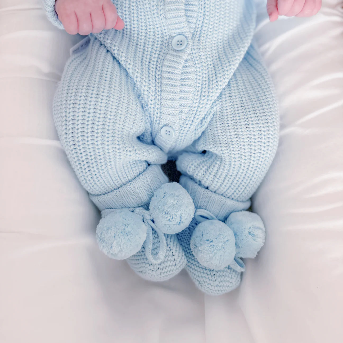 Thea With Love Knitted Booties Baby Blue