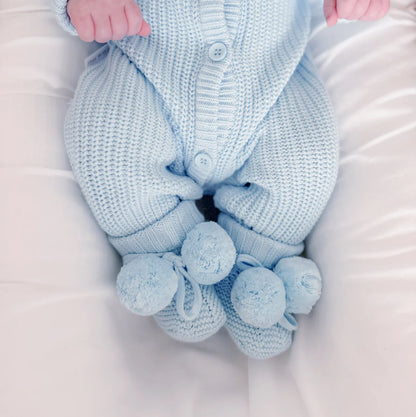 Thea With Love Knitted Booties Baby Blue