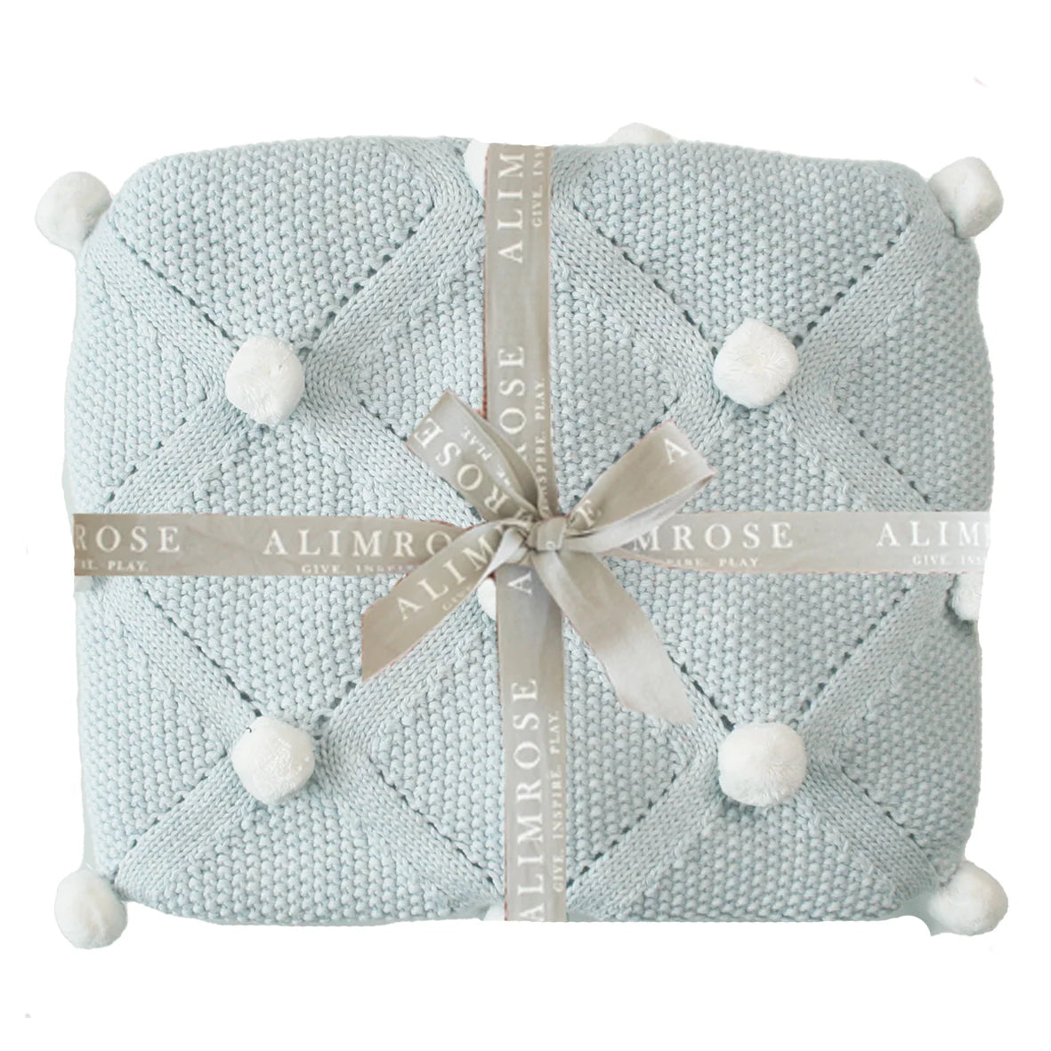 Alimrose Pom Pom Baby Blanket Powder Blue