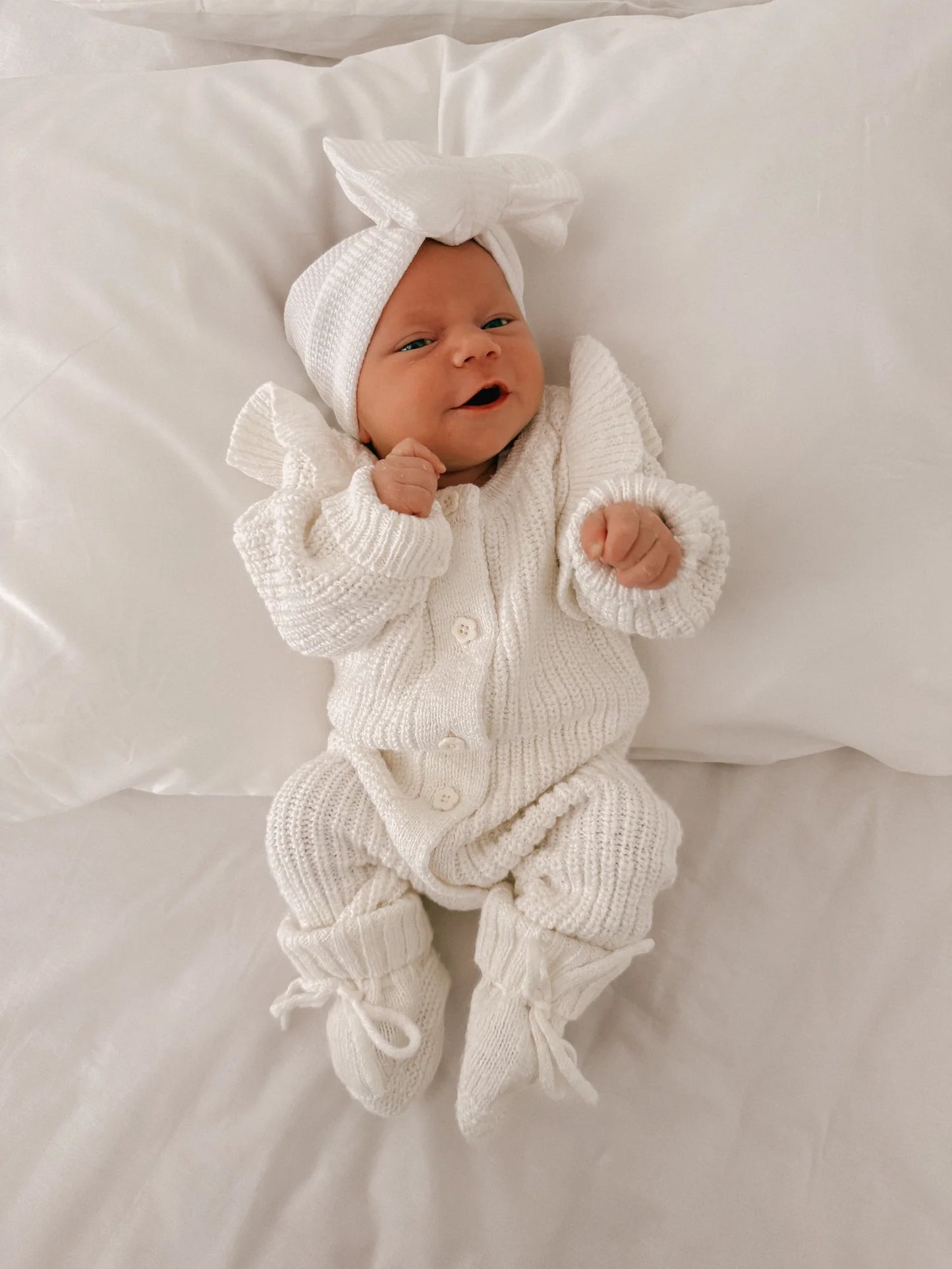 Petite + Co Long Flutter Ribbed Romper Milk