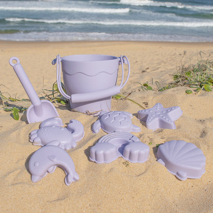 Playground Silicone 8pc Bucket & Spade Set Lilac