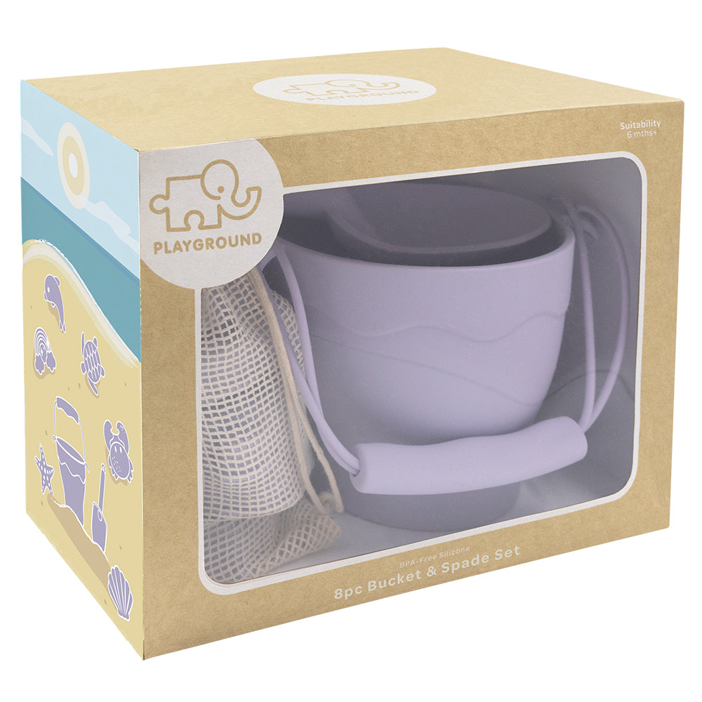 Playground Silicone 8pc Bucket & Spade Set Lilac